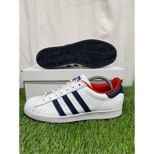 VNDS Adidas Superstar‎ Top Ten White Red Blue Athletic Shoes Mens Size 9